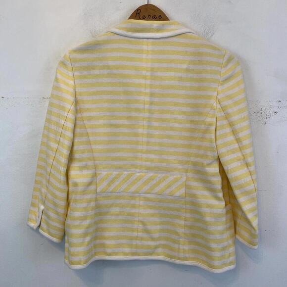 TALBOTS white yellow stripe blazer sz 14P - Picture 5 of 5